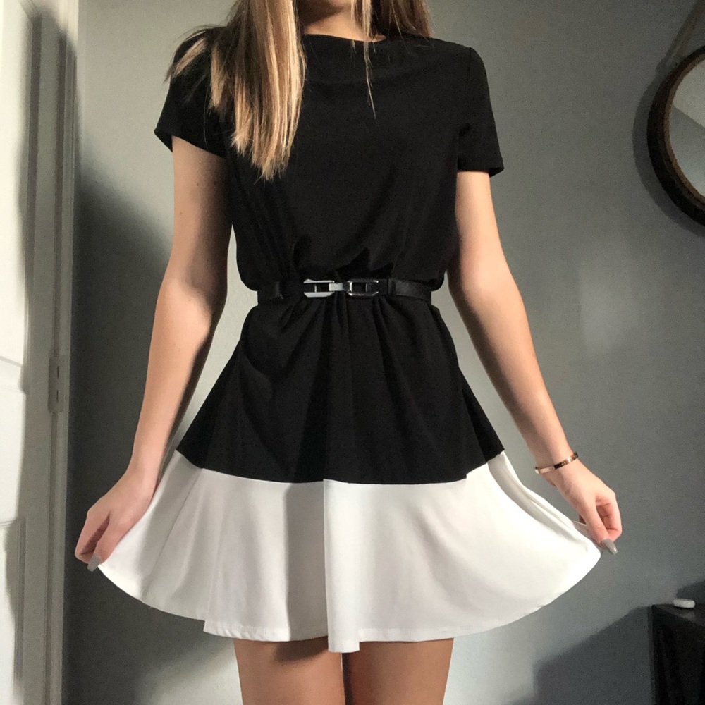 black and white dress